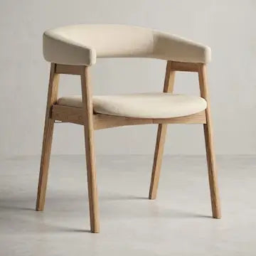 Wabi Sabi Solid Wood Curved Back Dining Chair, Set of 2, Natural Oak