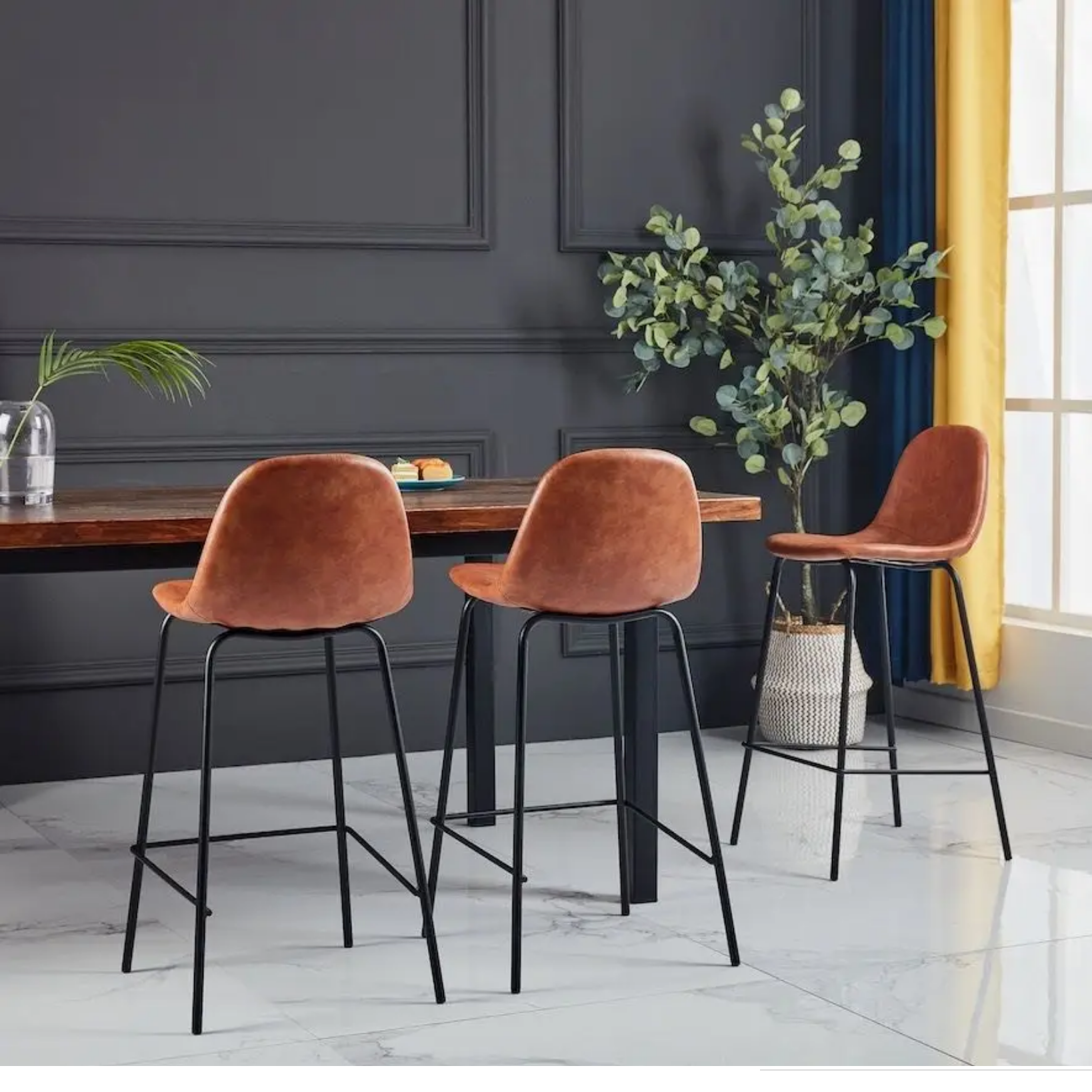 Faux Leather Egg Counter Stool
