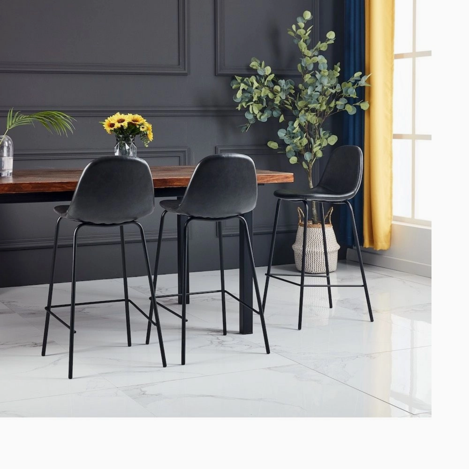 Faux Leather Egg Counter Stool