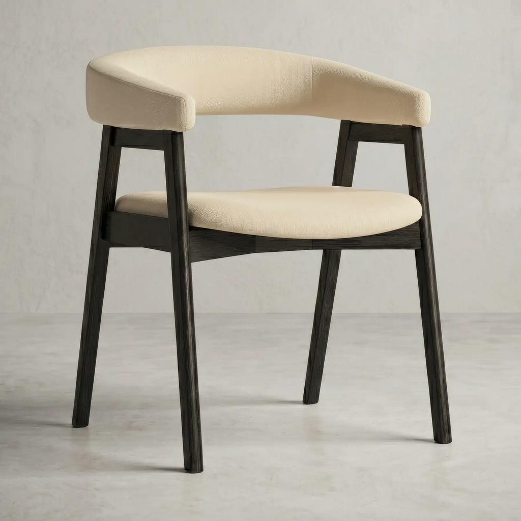 Wabi Sabi Solid Wood Curved Back Dining Chair, Set of 2, Black Oak