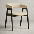 Wabi Sabi Solid Wood Curved Back Dining Chair, Set of 2, Black Oak
