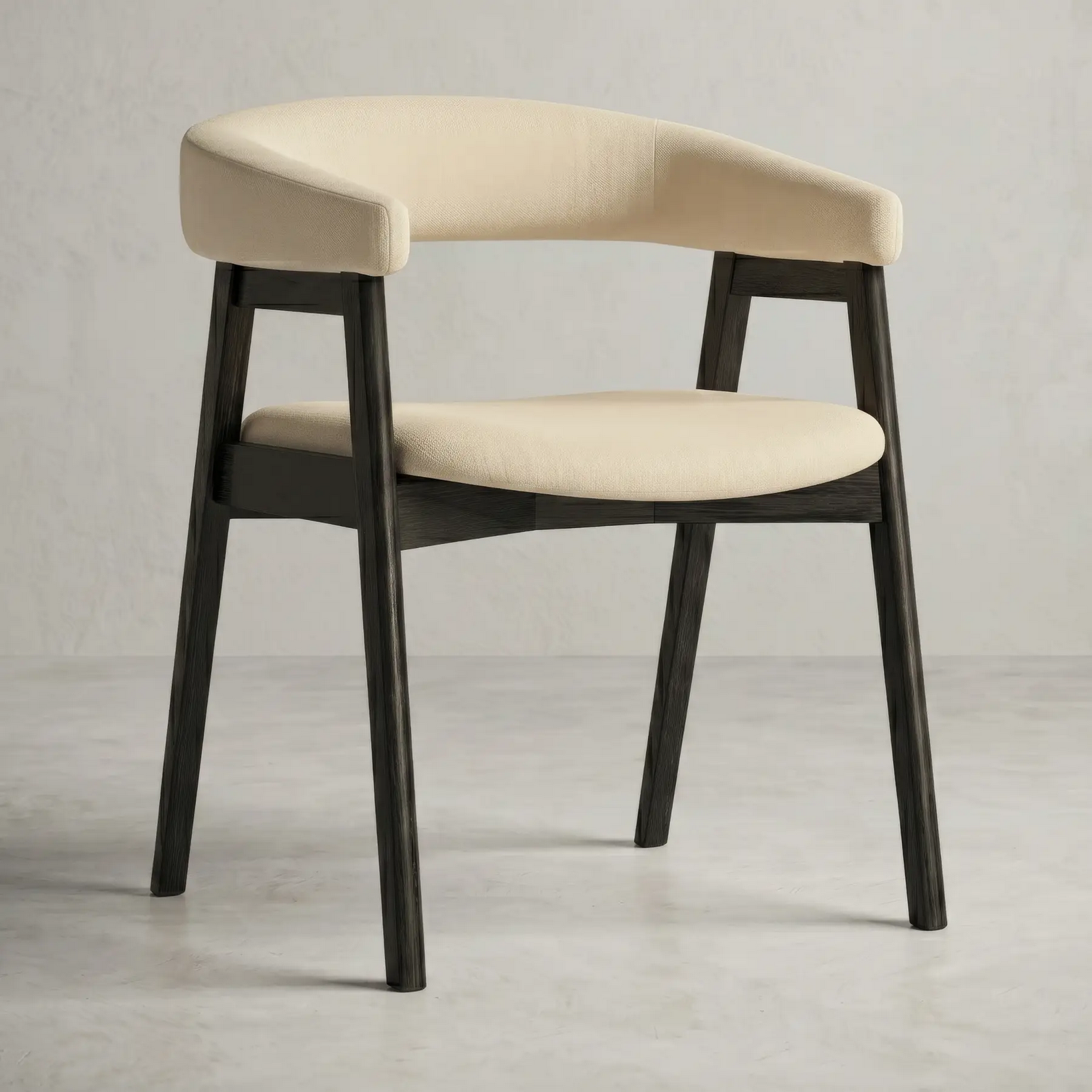 Wabi Sabi Solid Wood Curved Back Dining Chair, Set of 2, Black Oak