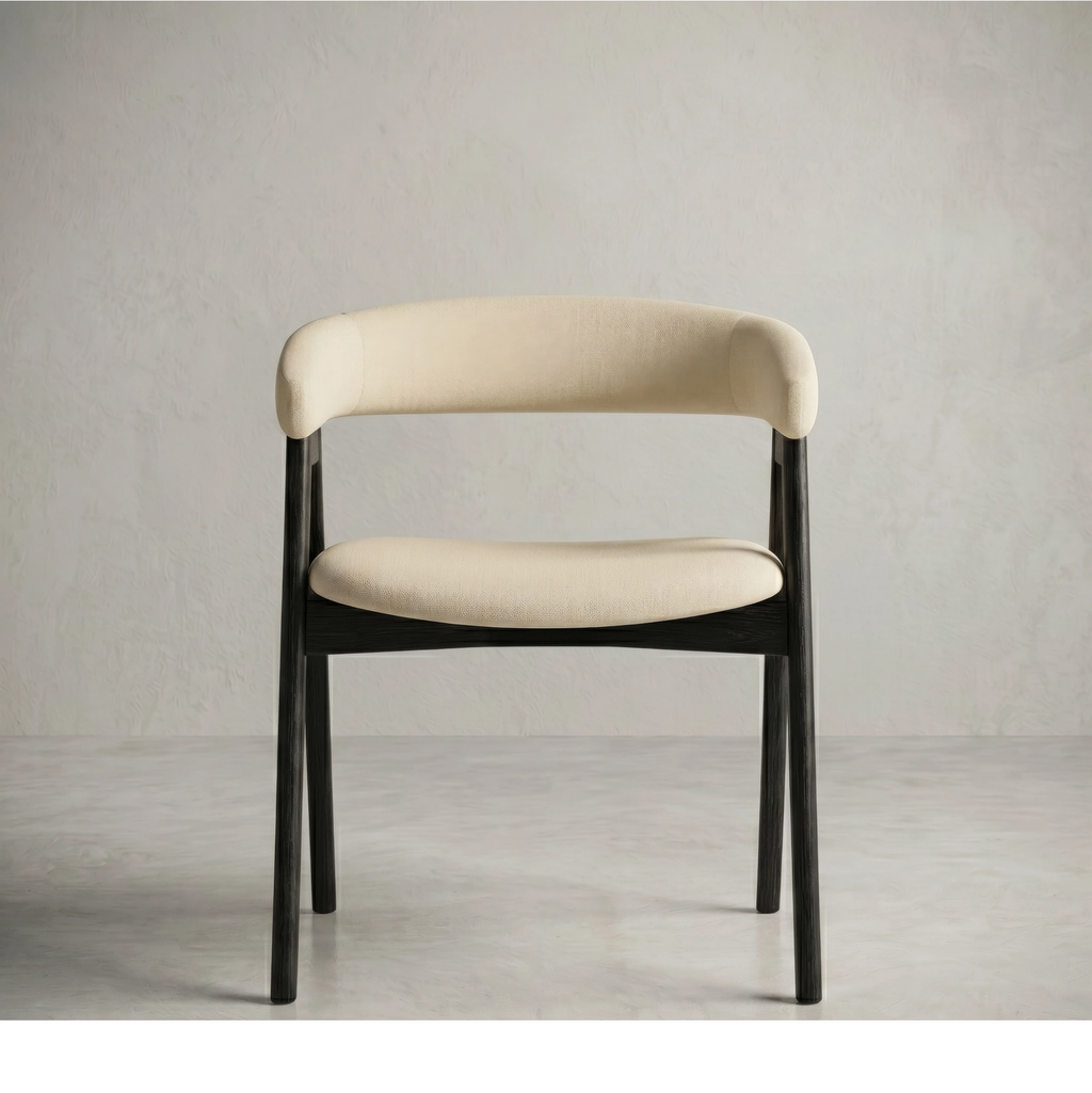 Wabi Sabi Solid Wood Curved Back Dining Chair, Set of 2, Black Oak