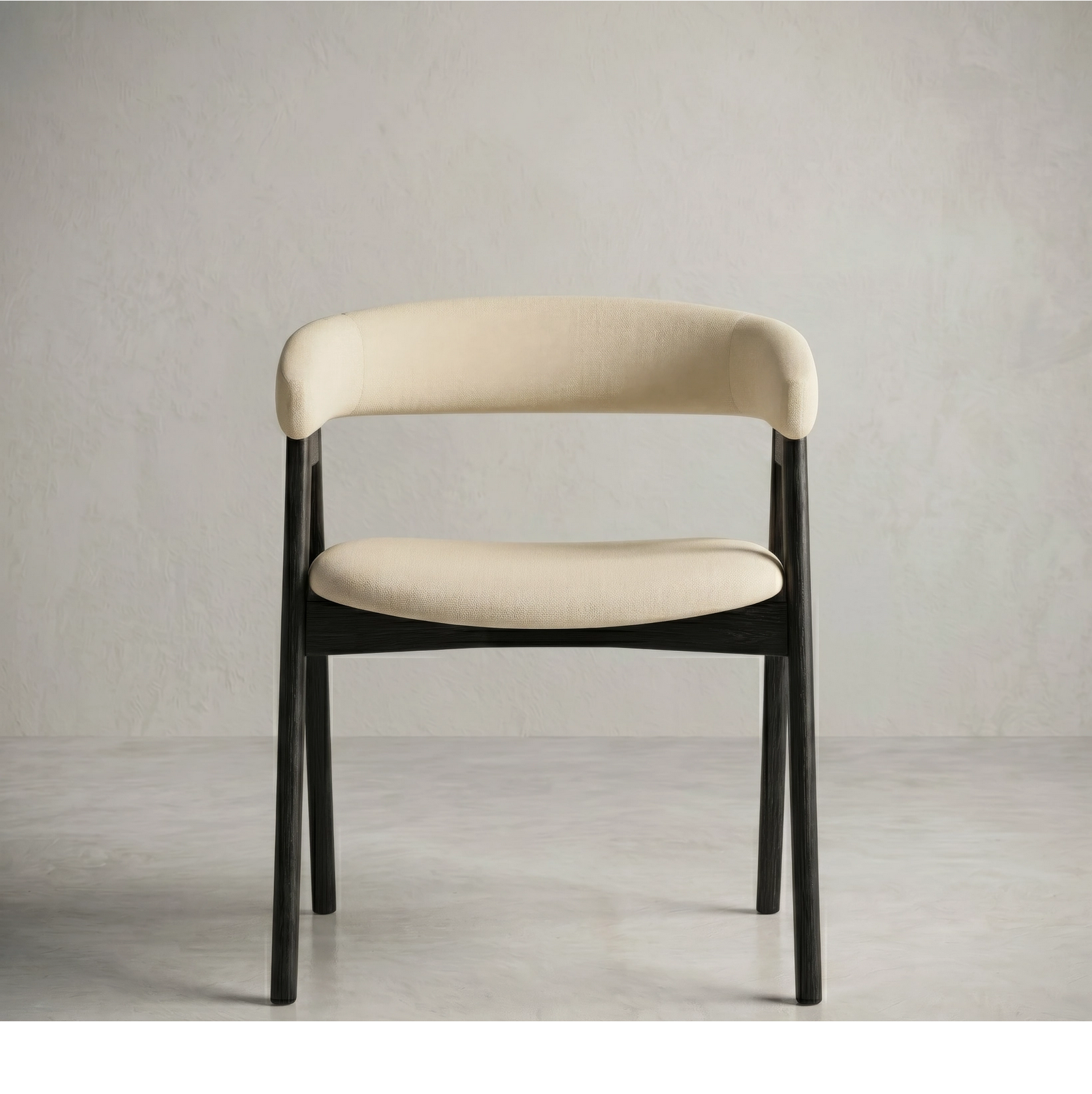 Wabi Sabi Solid Wood Curved Back Dining Chair, Set of 2, Black Oak