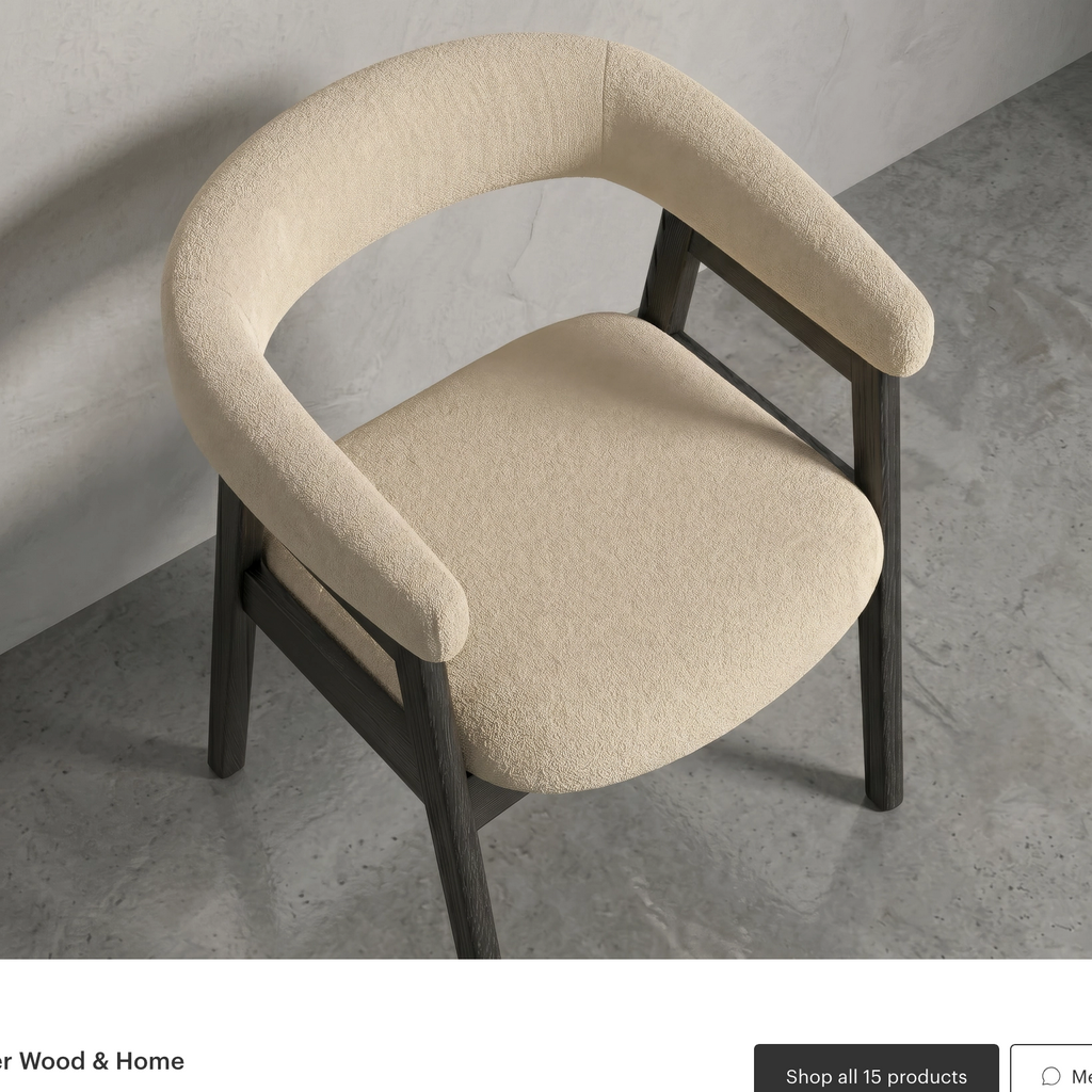 Wabi Sabi Solid Wood Curved Back Dining Chair, Set of 2, Black Oak