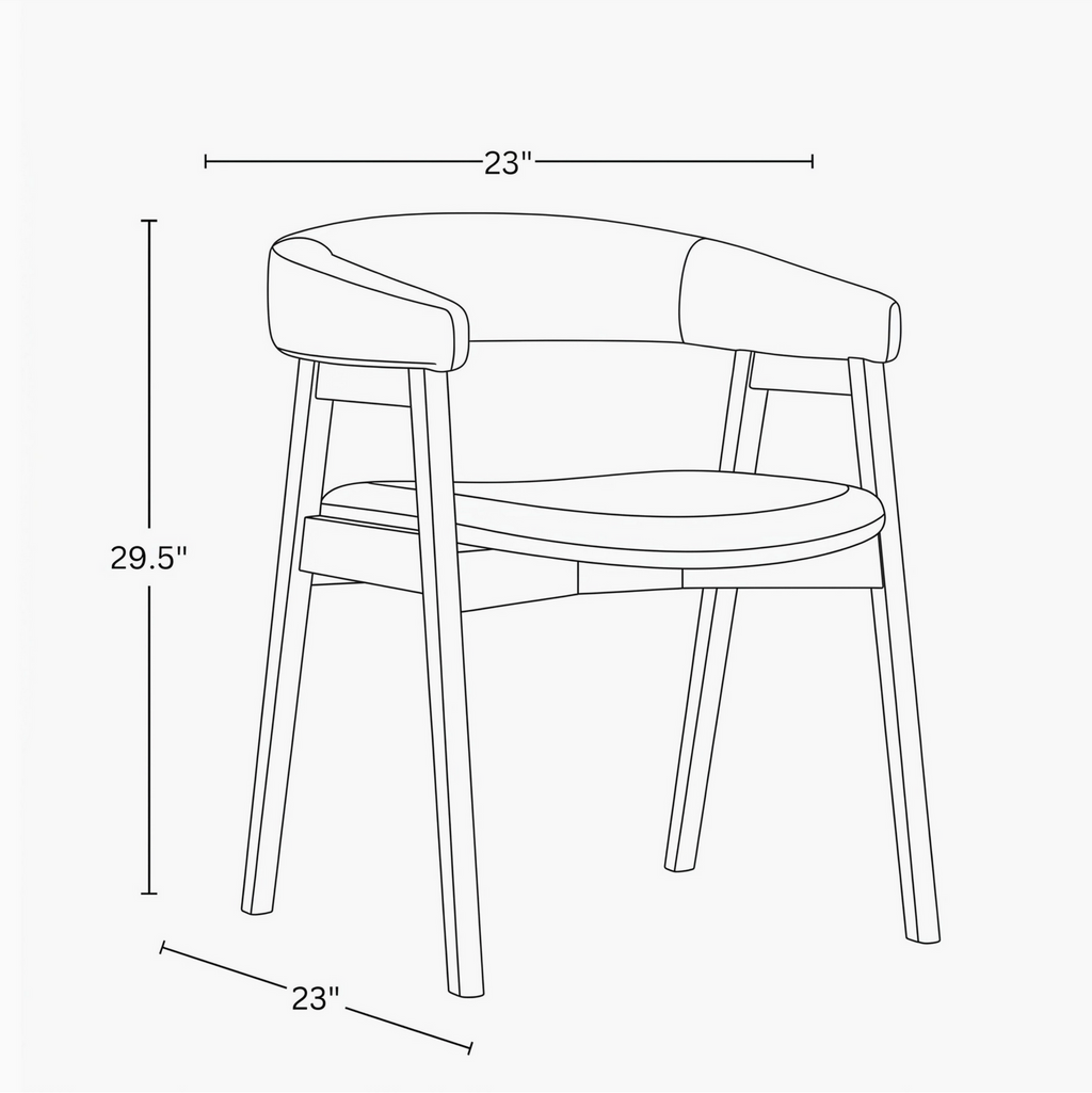 Wabi Sabi Solid Wood Curved Back Dining Chair, Set of 2, Black Oak