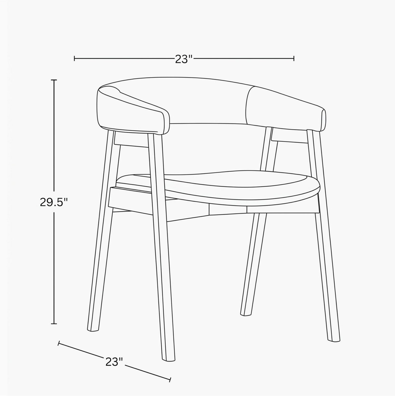 Wabi Sabi Solid Wood Curved Back Dining Chair, Set of 2, Black Oak