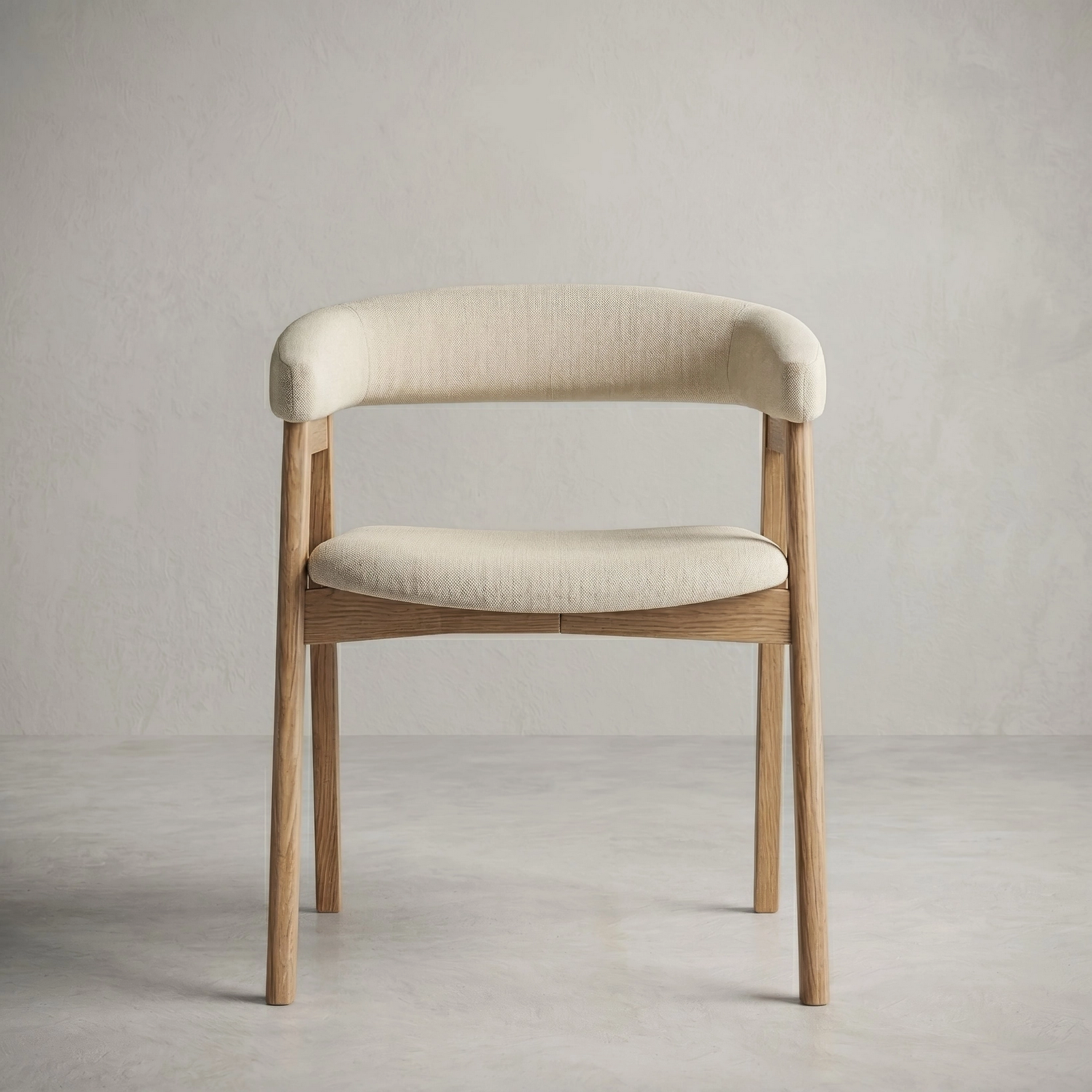 Wabi Sabi Solid Wood Curved Back Dining Chair, Set of 2, Natural Oak