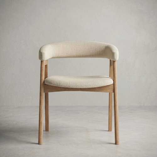 Wabi Sabi Solid Wood Curved Back Dining Chair, Set of 2, Natural Oak
