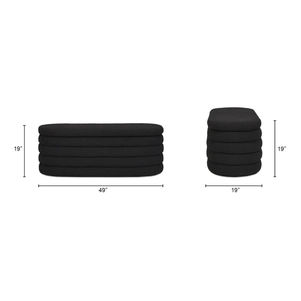 Fuji 49" Upholstered Oval Storage Bench