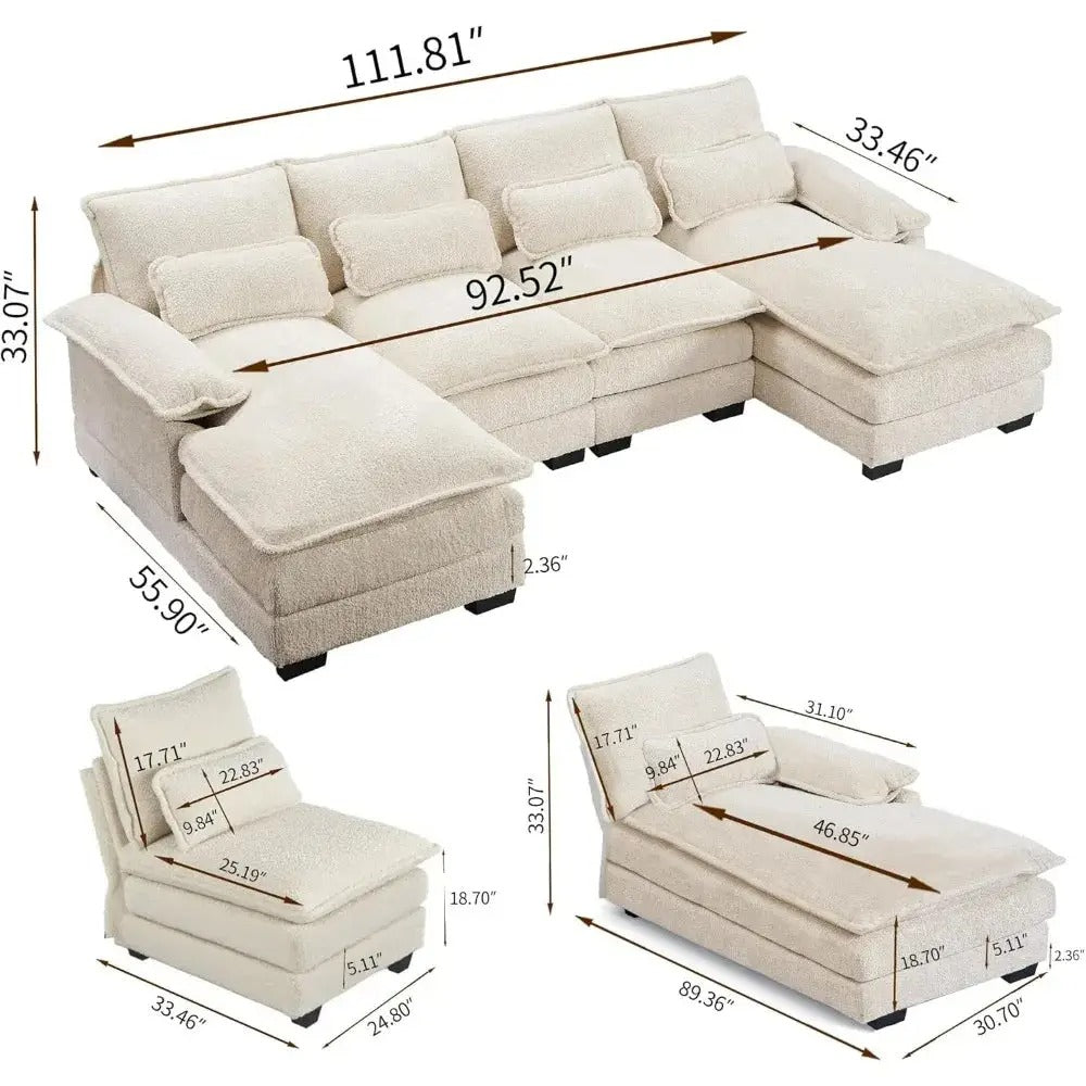 112" Luxury U Shaped Sofa