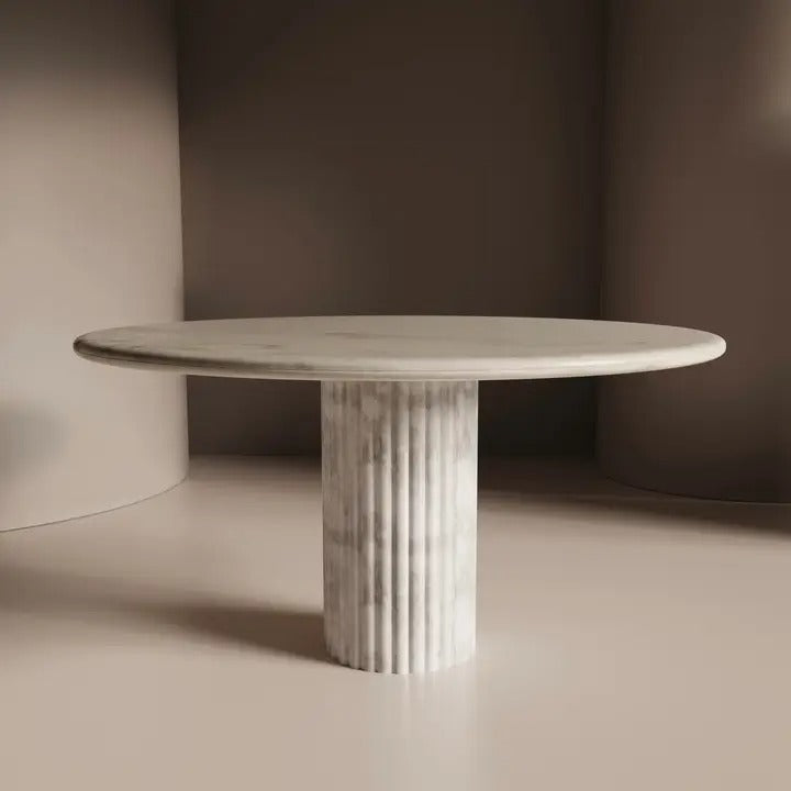 Waverly White Marble Dining Table - Italian Contemporary 48"