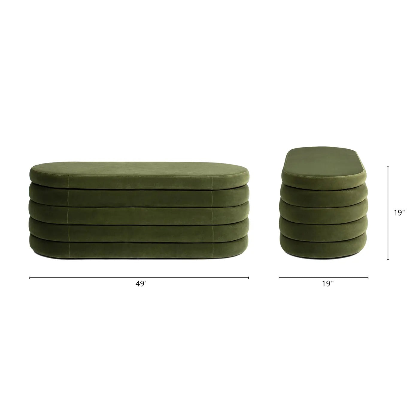 Fuji 49" Upholstered Oval Storage Bench