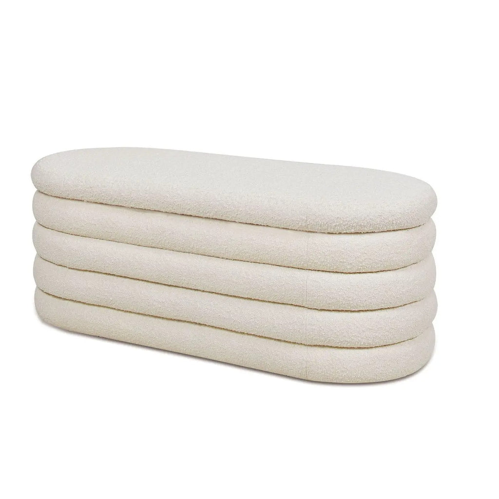 Fuji 49" Upholstered Oval Storage Bench