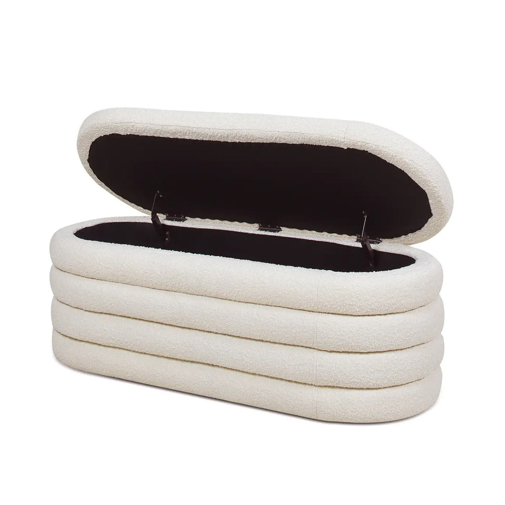 Fuji 49" Upholstered Oval Storage Bench