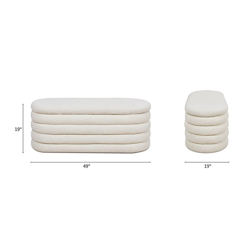 Fuji 49" Upholstered Oval Storage Bench