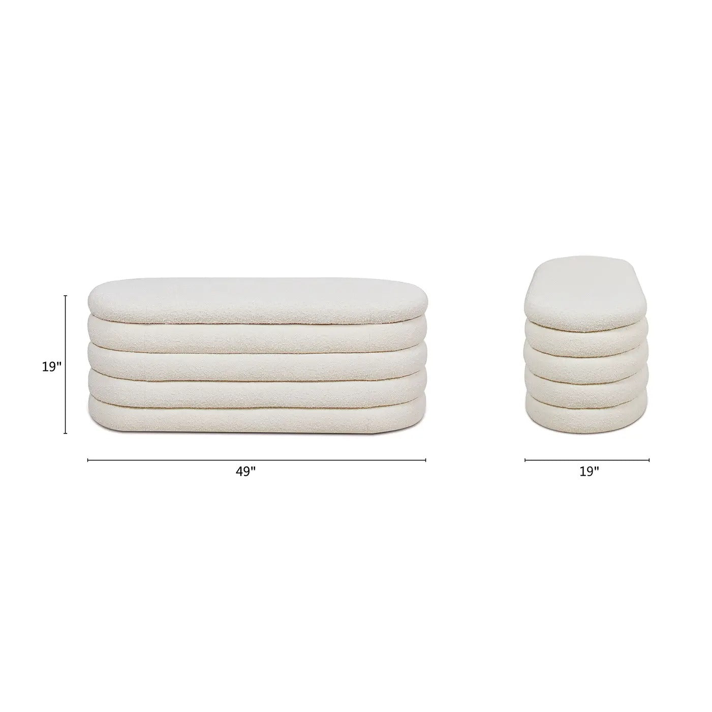 Fuji 49" Upholstered Oval Storage Bench