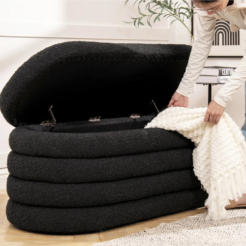Fuji 49" Upholstered Oval Storage Bench